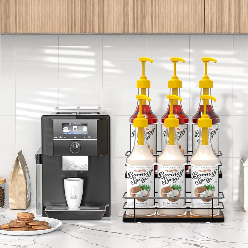 Alyoen Coffee Syrup Rack Organizer, Syrup Holder Stand for Coffee Bar, 6 Bottles Small Coffee Bar Organizer Shelf, Coffee Station Organizer for Countertop Wine, Liquor - Image 5